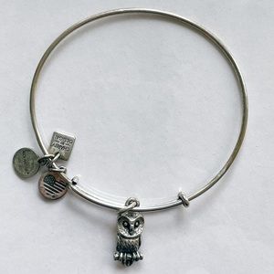Alex and Ani Silver Owl Charm Bangle Bracelet